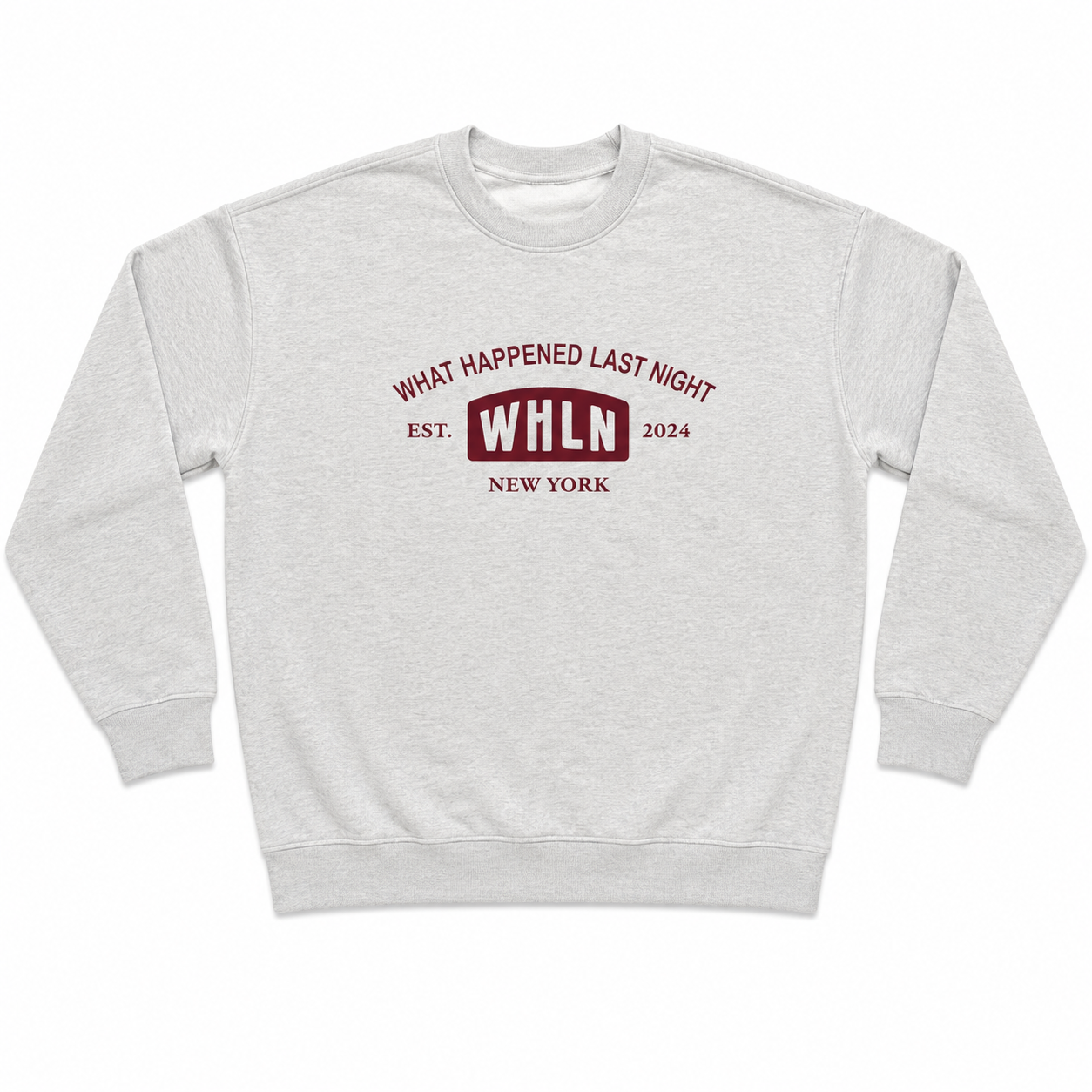 WHLN EST. 2024 Embroidered Crewneck - Ash/Maroon