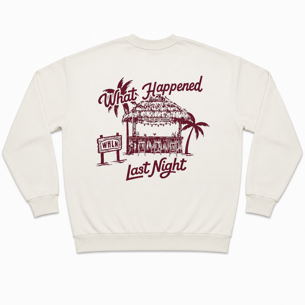 WHLN Tiki Bar Crewneck - White/Maroon
